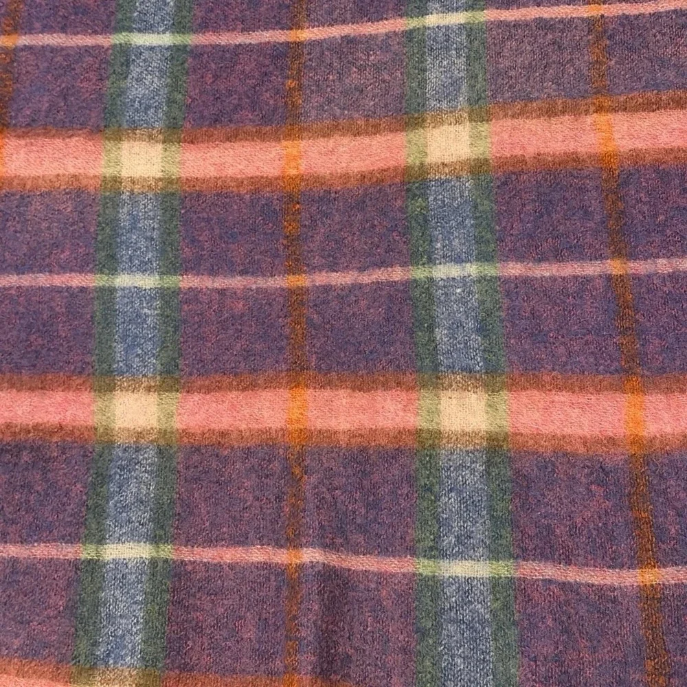 Vintage 1960s Robert Burns Mohair Plaid‎ Throw, 70% Mohair, 30% Wool 70x52